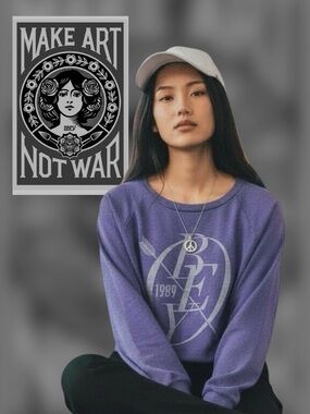 EUC Obey Sweatshirt Purple Slight Crop Shepard Fairey Arrow